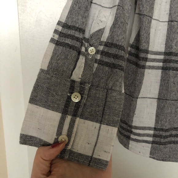 Madewell Gray & White Window Pane Button Blouse - Picture 6 of 6